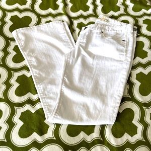 COPY - Express women’s cream flare legged jeans, back pockets, low rise, 1/4 zi…